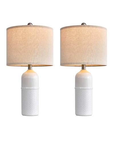 White Ceramic Table Lamps Set of 2 W5102