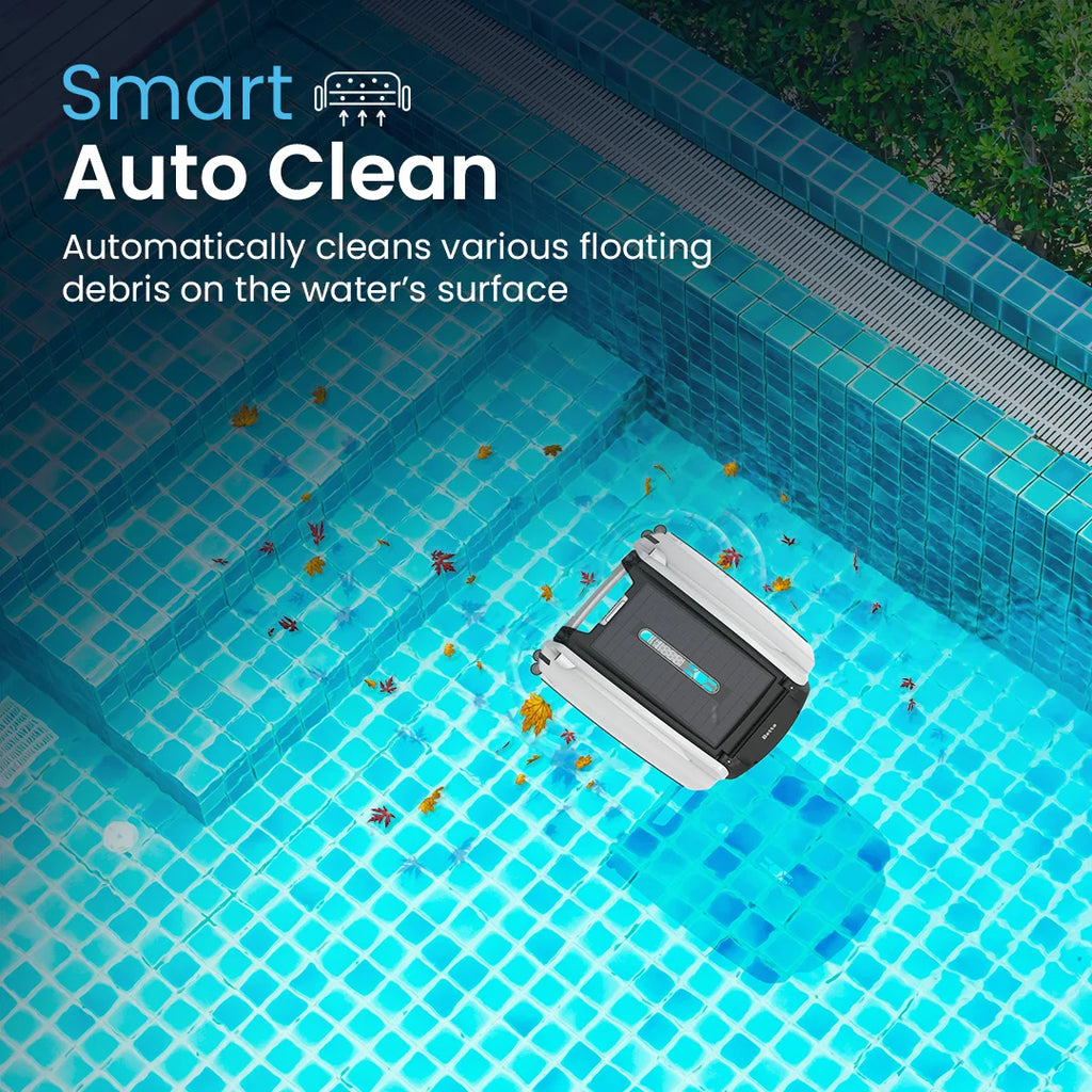 White Solar Powered Smart Robotic Pool Skimmer M45107