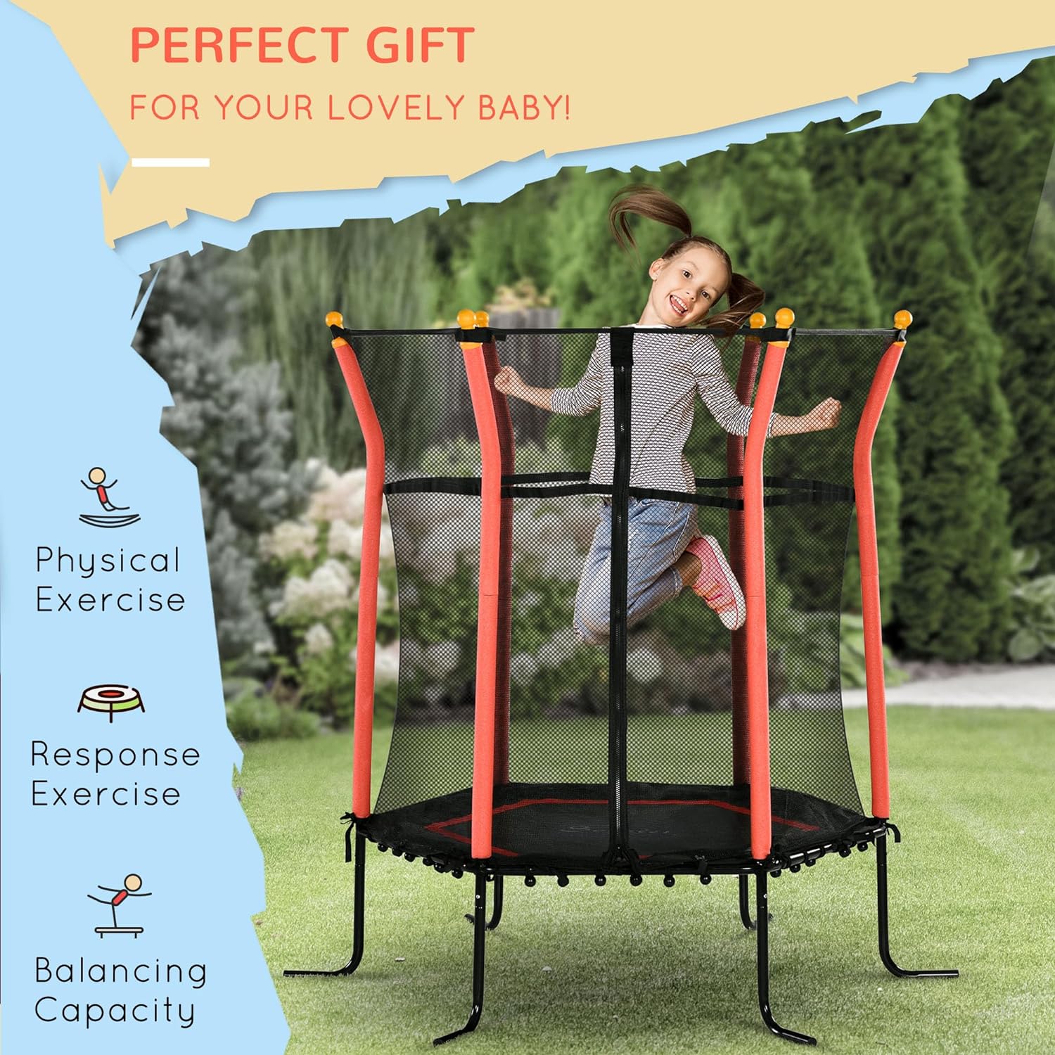 Toddler Trampoline With Safety Enclosure G9304