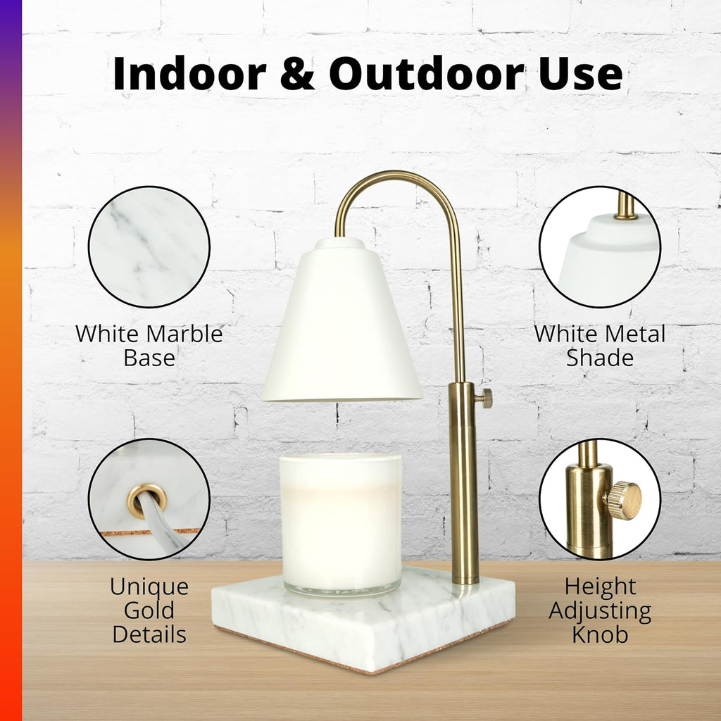 Adjustable Electric Candle Warmer with Dimmer, Marble Base, Gold Frame L6474