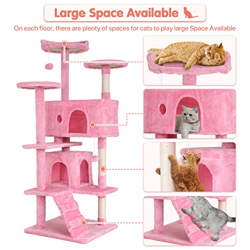 54in Cat Tree Cat Climbing Tower with Scratching Post O80828