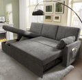 Gray Chenille Sleeper Sofa with Storage Chaise H5086