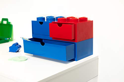 Red Plastic Stackable Desk Drawer with 8 Knobs H9851