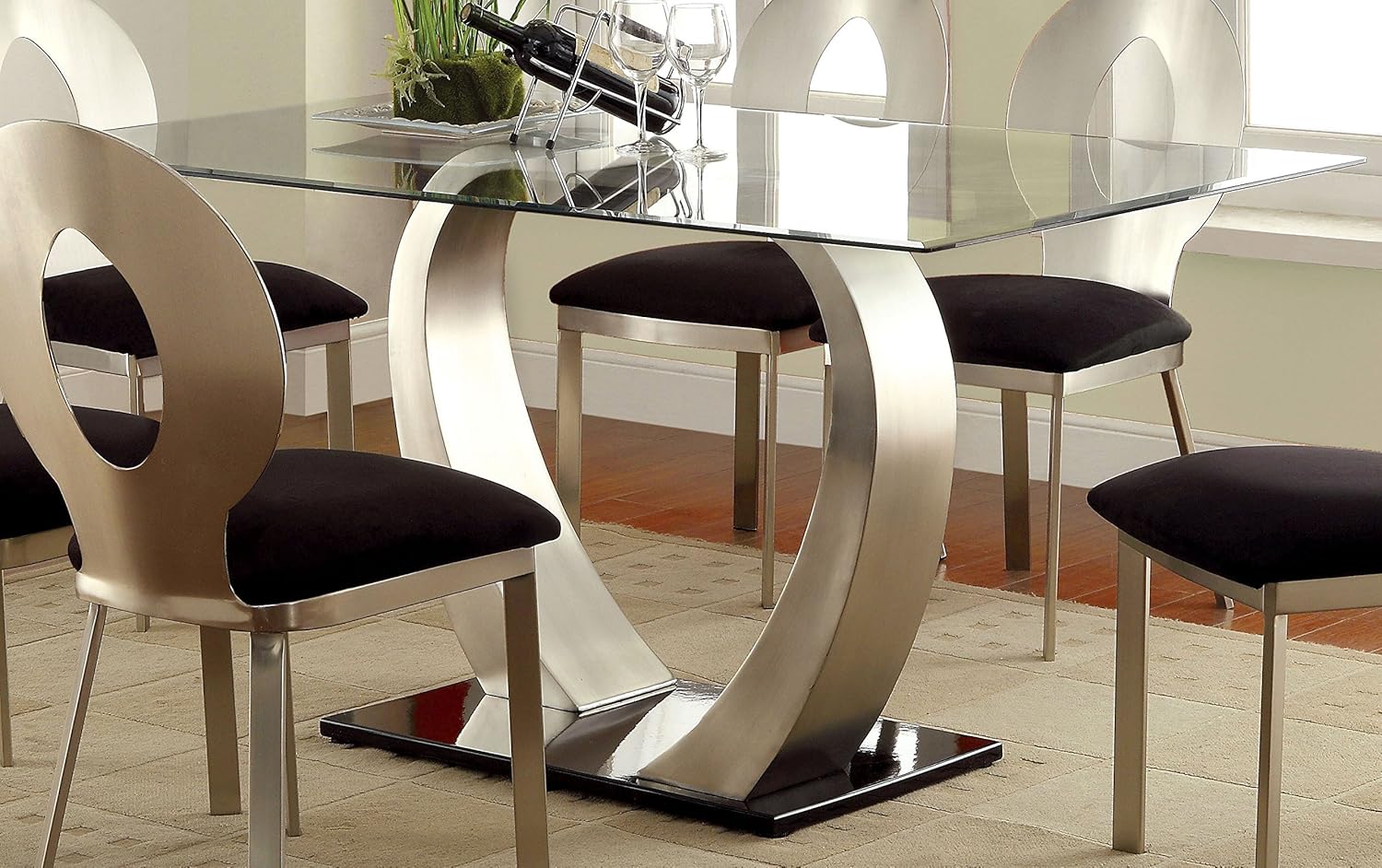 Rectangular Glass Top Dining Table L1855