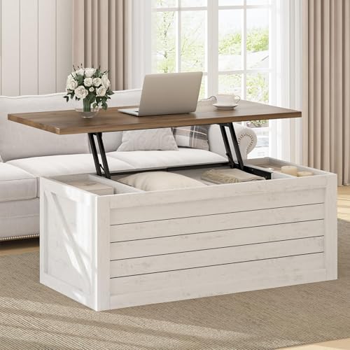 White 48 Inch Lift Top Coffee Table with Storage B597
