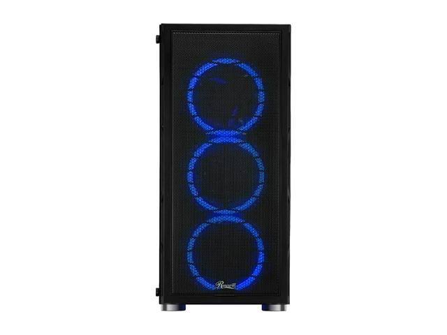 ATX Mid Tower PC Computer Case with Dual Ring Blue LED Fans R94402