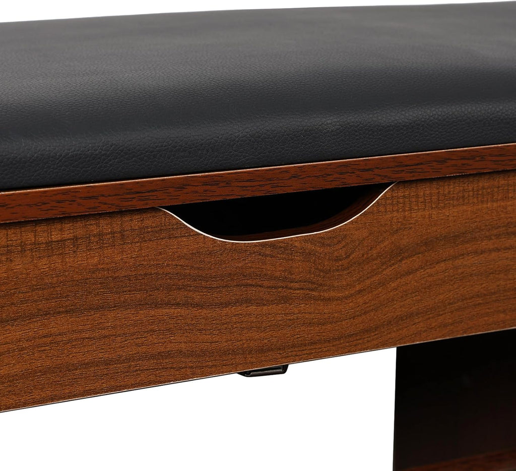 3 Tiers Storage Bench with Padded Seat Cushion Q707816