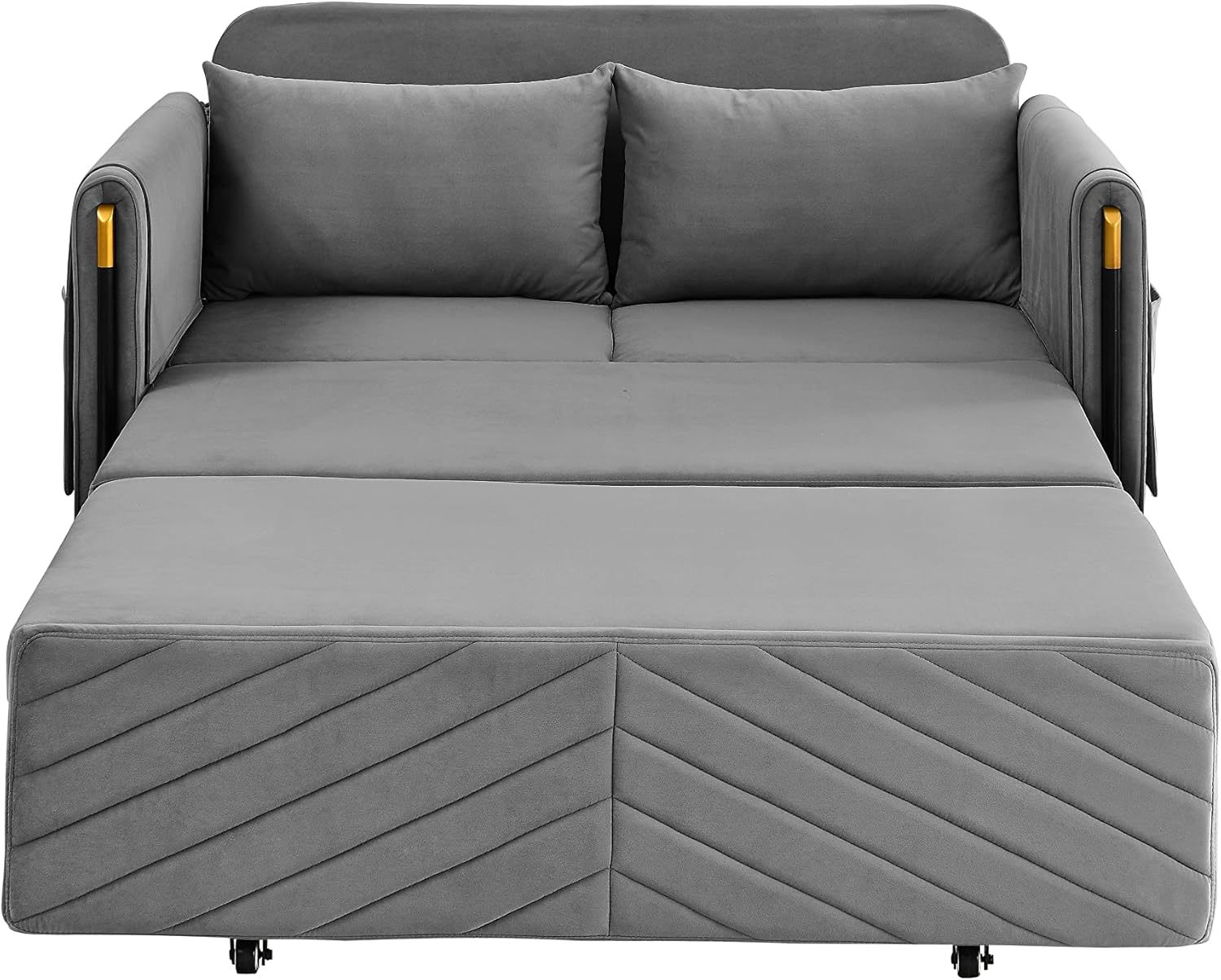 Gray Velvet Convertible Sofa with Pull Out Bed K844