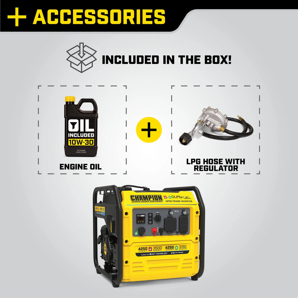 4250-Watt Dual Fuel Open Frame Inverter Generator U26123