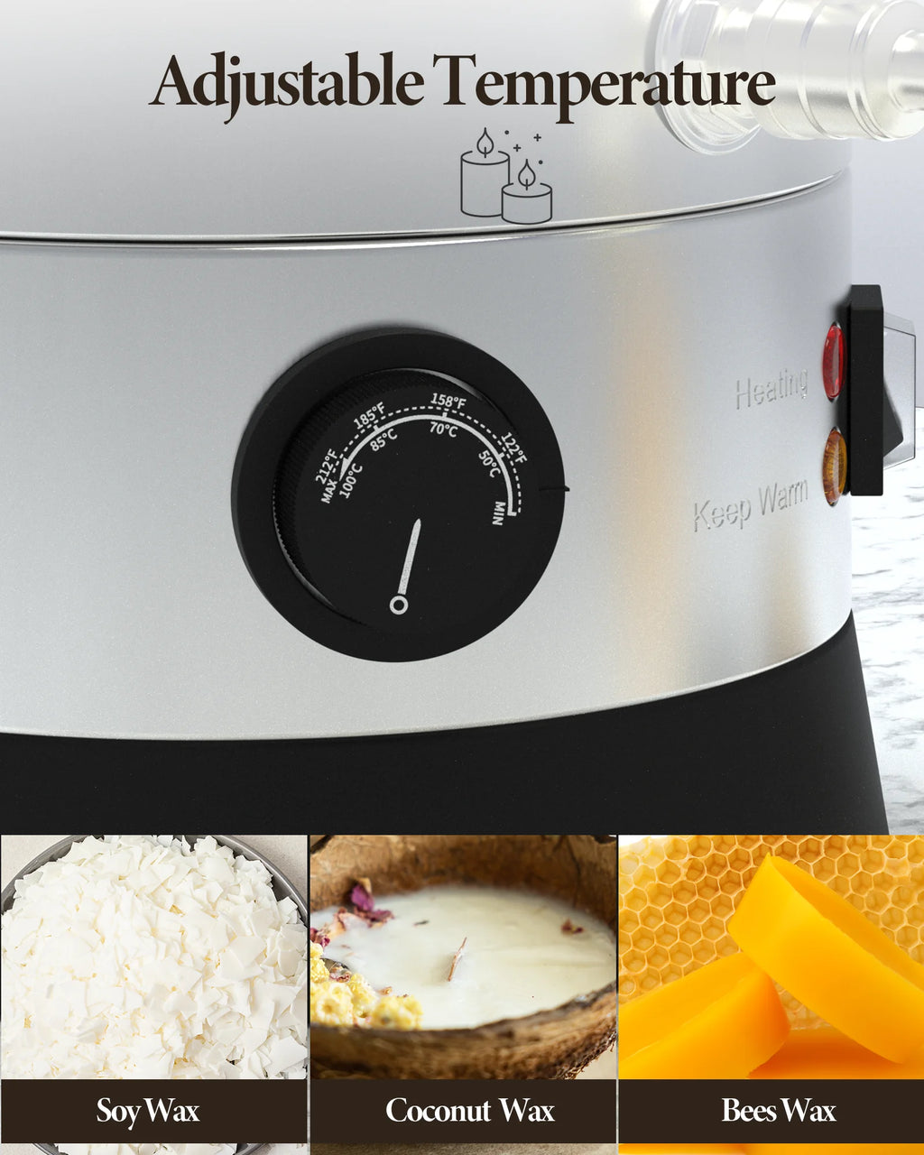 5 Qts Electric Wax Melter with Temp Control and Pour Spout K7731