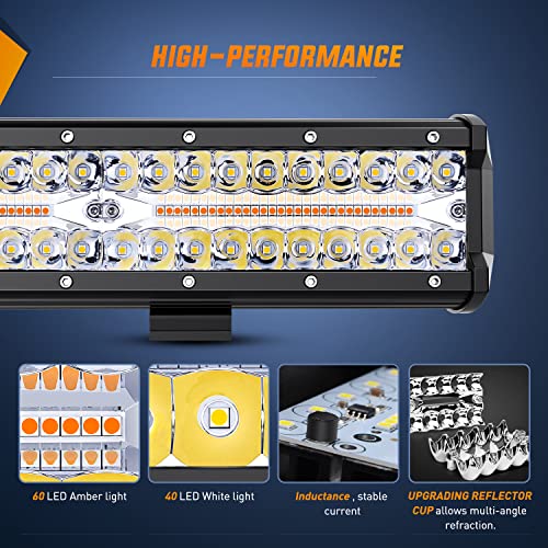 12 Inch 300W Spot Flood Combo LED Light Bar with 2 Pcs 4 inch 60W LED Pods and Wiring Harness X8987