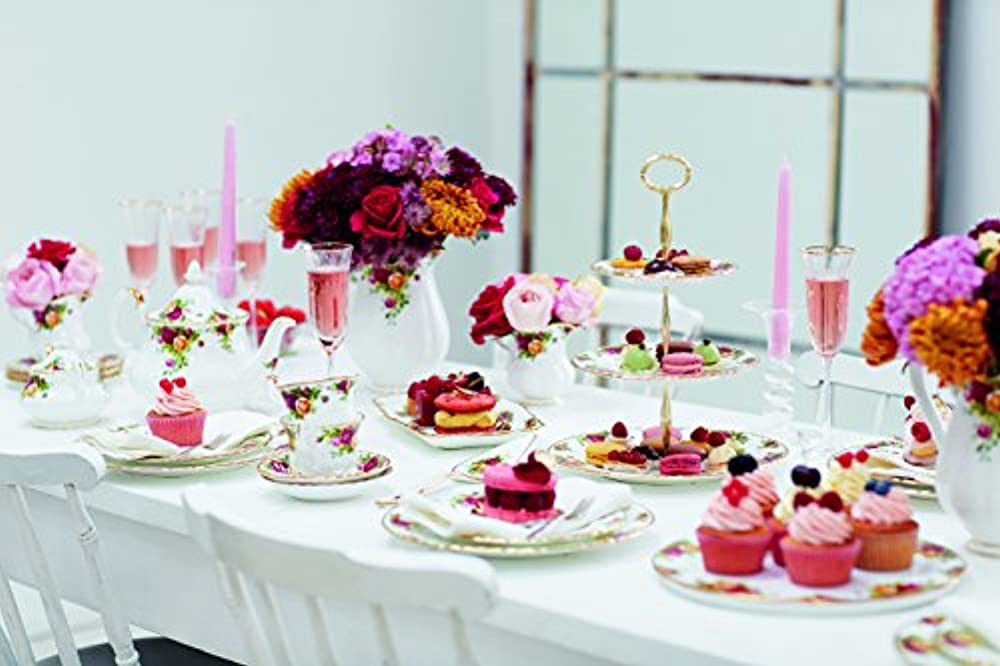 9-Piece Tea Set & Tray with Multicolored Floral Print M793088