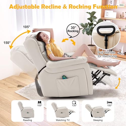 Beige Microfiber Cloth Massage Recliner Chair with Heated I183739