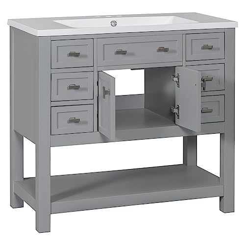 White Bathroom Vanity with Sink W38793