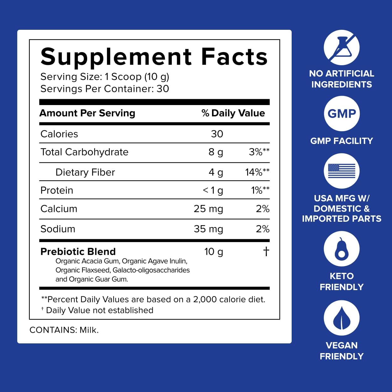 Unflavored Prebiotic Supplement Powder, 30 Servings A830019