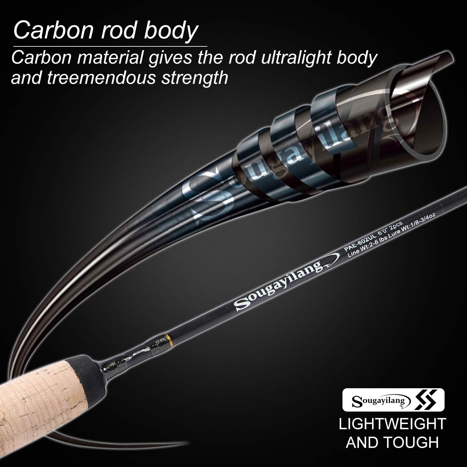 Graphite Lightweight Ultra Light Trout Rods 2 Pieces Cork Handle Spinning Fishing Rod C3766