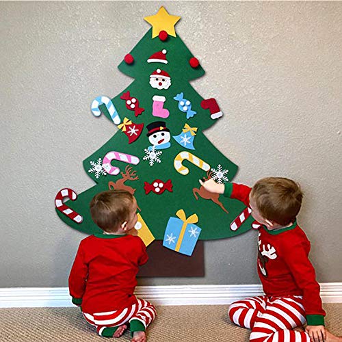 3.2FT Felt Christmas Tree with 30 Detachable Ornaments D935