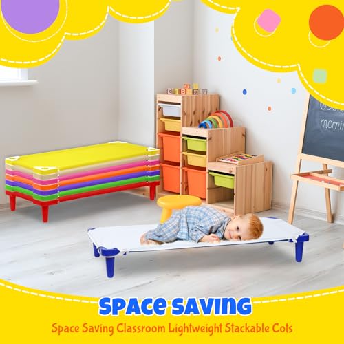 16 Pcs Stackable Toddler Nap Cots with Sheets Set O21983