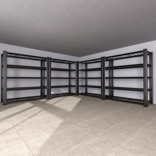 5-Tier Heavy Duty Metal Garage Shelving Unit with Wire Shelves, 3000 LBS Capacity, 76"H x 60"W x 24"D, Adjustable Boltless Steel Shelves D9242