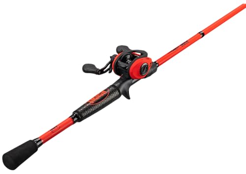 Fluorescent Red Baitcast Reel and Fishing Rod Combo B386348