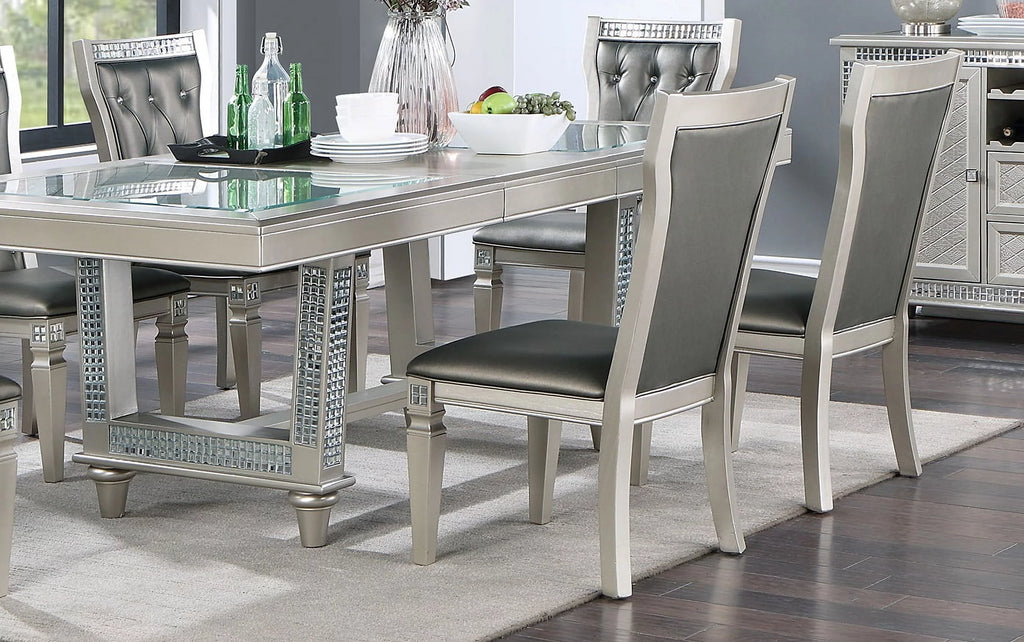 Silver Hue Glass Rectangle Dining Table N892