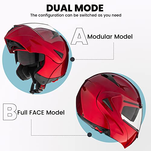 Modular Dual Visor Flip-up Full Face Motorcycle Helmet DOT C1965