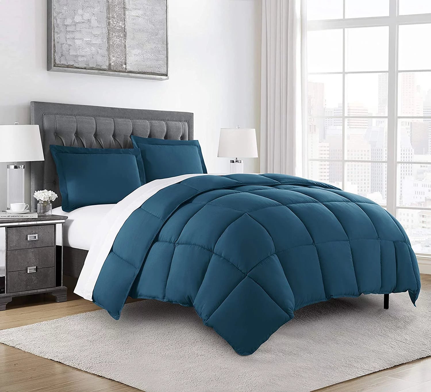 Teal Queen 3-Piece Lightweight Microfiber Comforter Set with Corner Tabs C24634