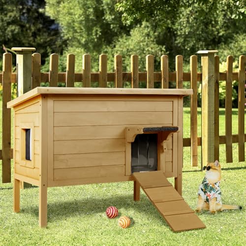 Insulated Weatherproof Outdoor Cat House for Multiple Cats P53855