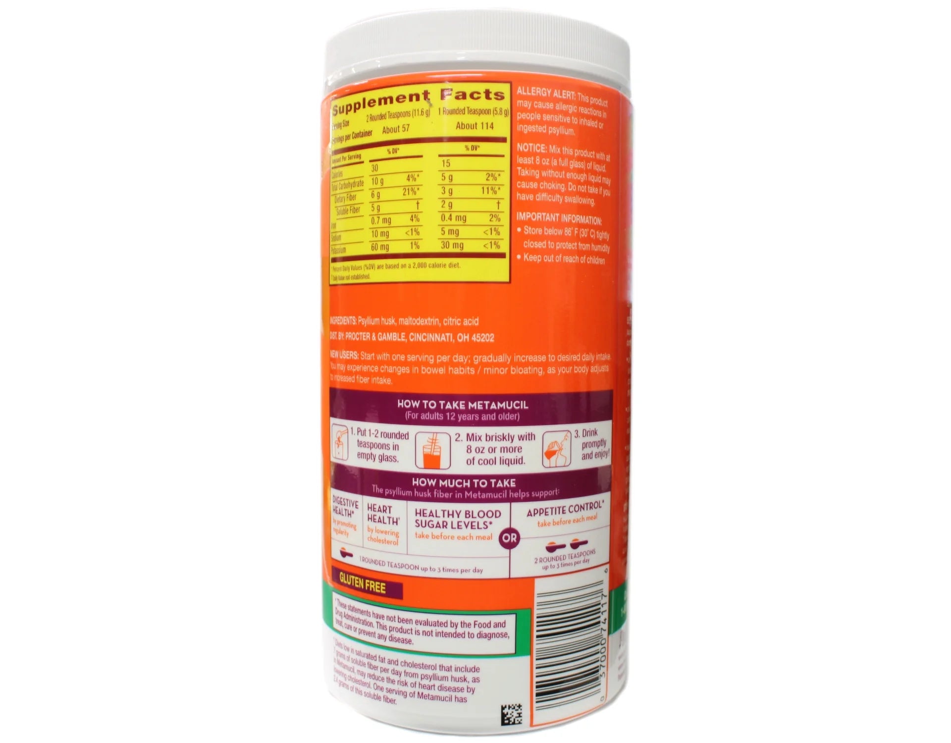 23.3 Ounce Psyllium Fiber Powder, No Sugar, Unflavored Q3706