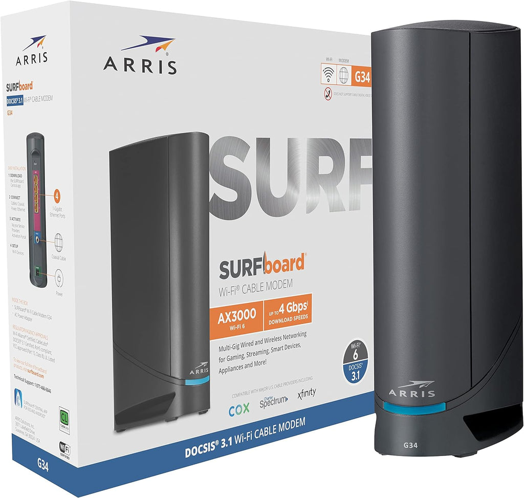 DOCSIS 3.1 Gigabit Cable Modem & AC2350 Dual Band Wi-Fi Router (black) A448