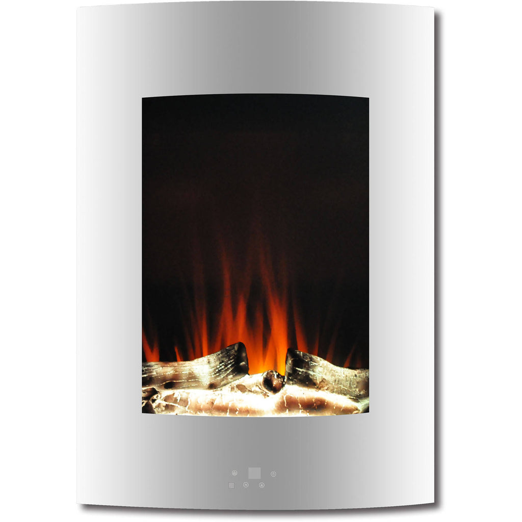 19.5 in. White Vertical Electric Fireplace with Multi-Color Flame and Driftwood Log Display G3578