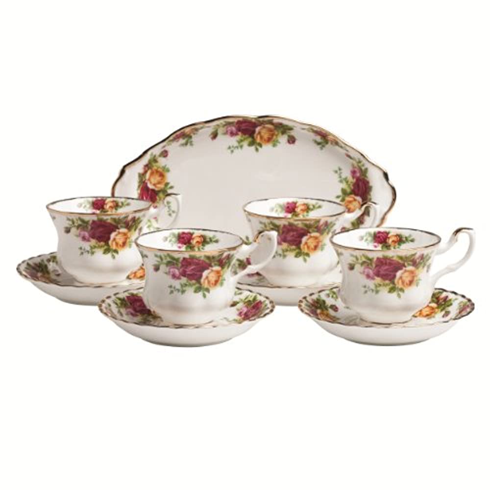 9-Piece Tea Set & Tray with Multicolored Floral Print M793088