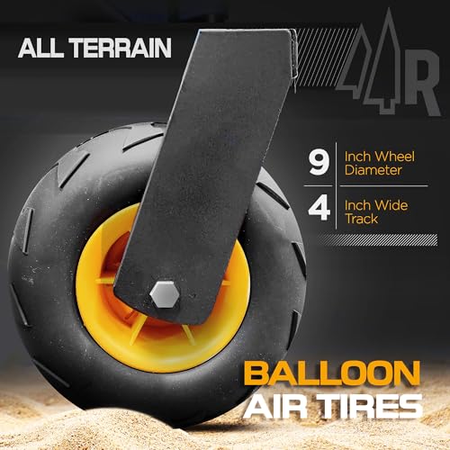 Large Balloon Air Tires Folding Utility Cart with Rustproof Heavy-Duty Steel Frame Z2637