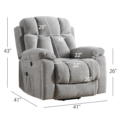 Large Power Lift Recliner Chair with Massage and Heat, Dark Gray W53727