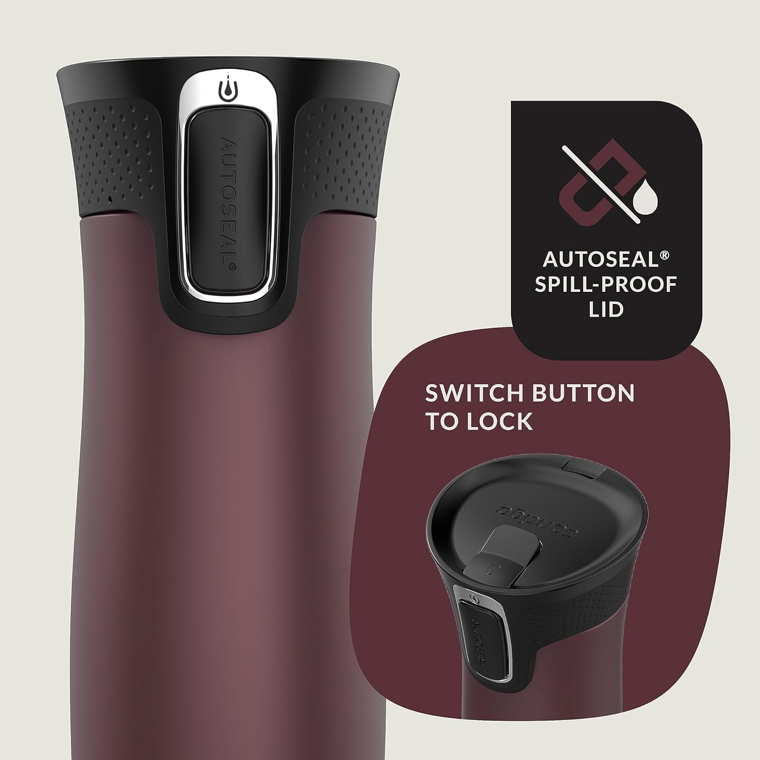 Stainless Steel Vacuum Travel Mugs with Spill-Proof Lids, 16oz B8462