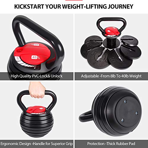 Adjustable Cast Iron Kettlebell Weights Set 5, 8, 9, 12lb B1766