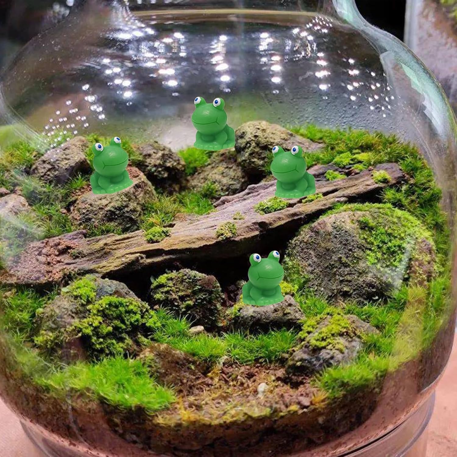 50 Pcs Green Plastic Frog Figurines Miniature Garden Decor E449250