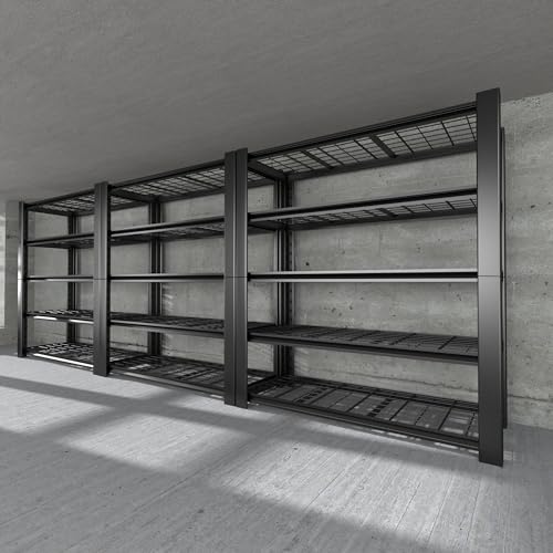 5-Tier Heavy Duty Metal Garage Shelving Unit with Wire Shelves, 3000 LBS Capacity, 76"H x 60"W x 24"D, Adjustable Boltless Steel Shelves D9242