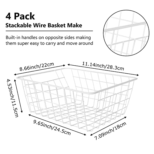 4 Pack Stackable Wire Freezer Organizer Baskets F150980
