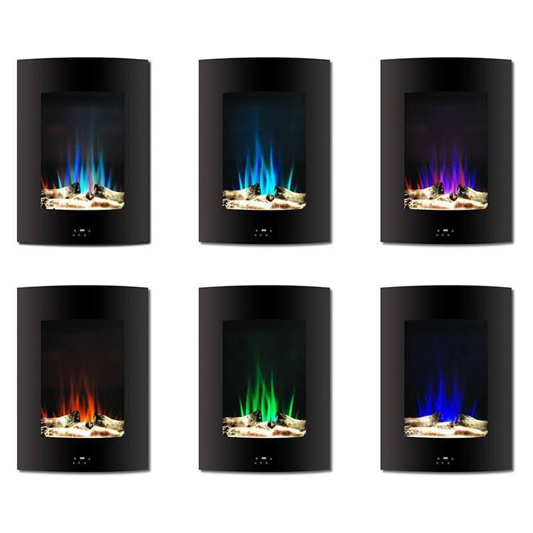 19.5 in. White Vertical Electric Fireplace with Multi-Color Flame and Driftwood Log Display G3578