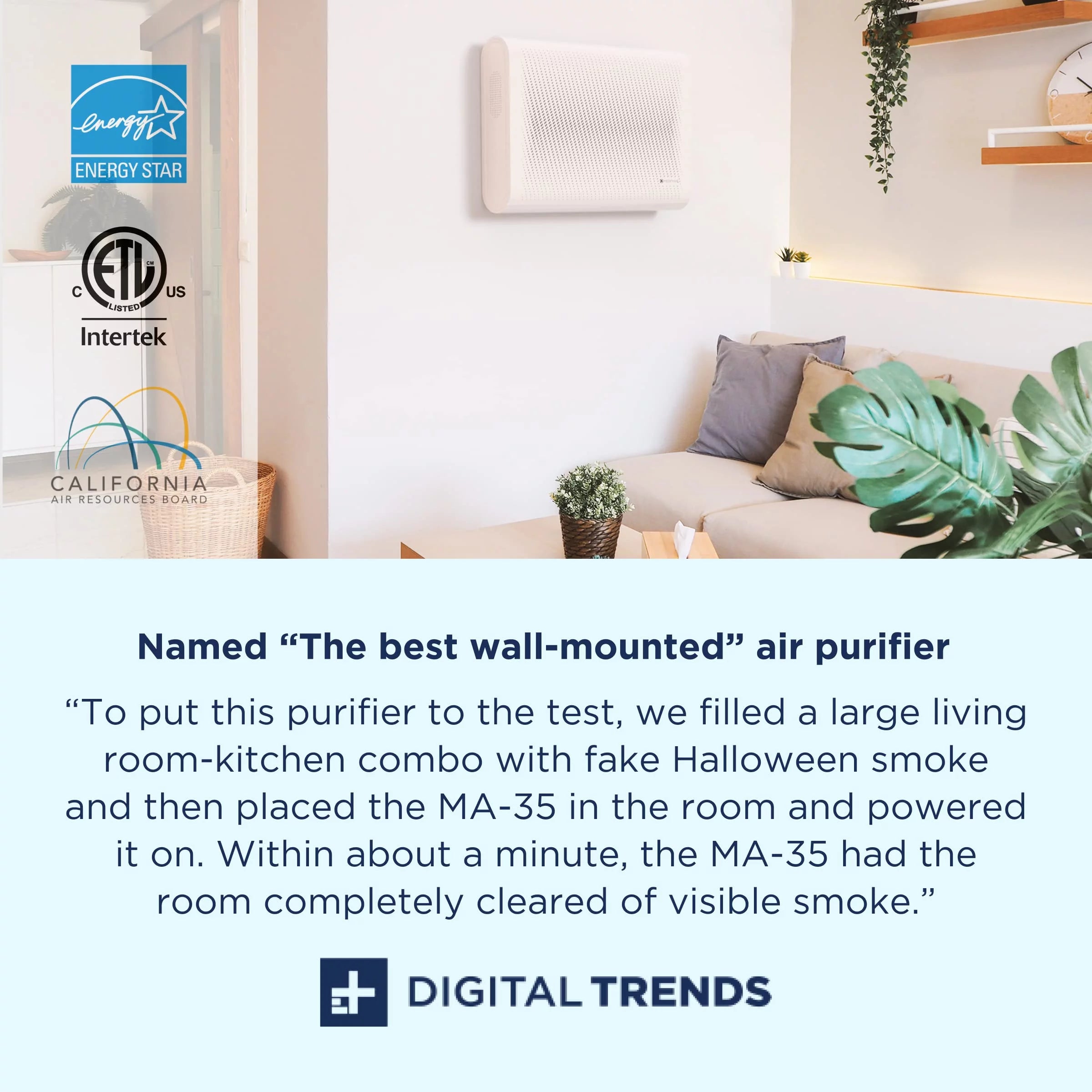 White Wall-Mounted Air Purifier with HEPA Filters B2381