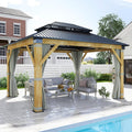 Olive Green Galvanized Steel Roof Wooden Gazebo B9588