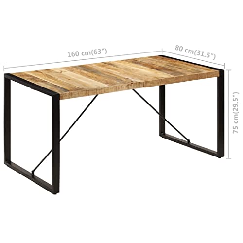 Solid Mango Wood Dining Table with Powder Coated Steel Legs H863659