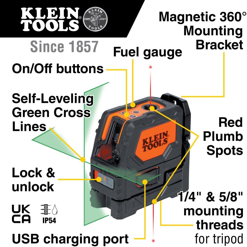 Self-Leveling Cross-Line Laser Level with Magnetic Mounting Clamp D5132