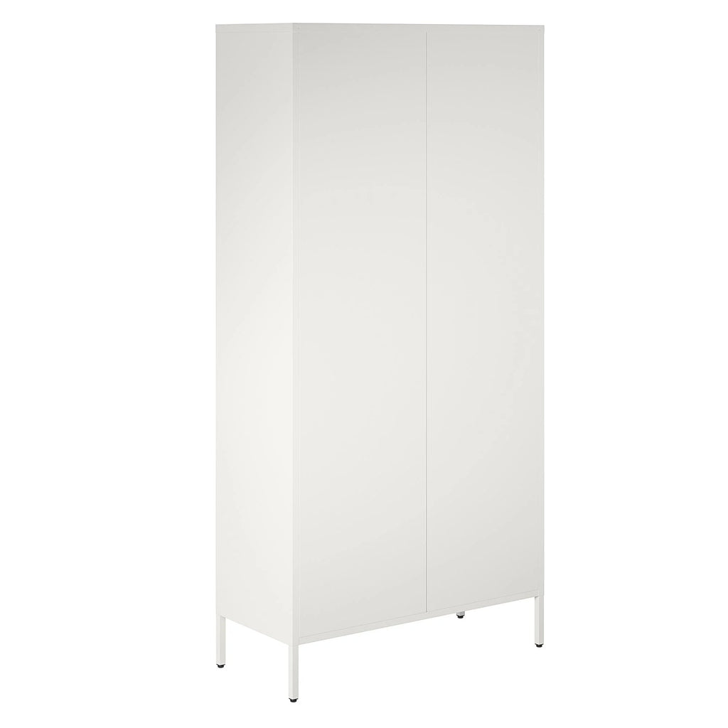 2 Door Tall Metal Locker Style Storage Cabinet with Mesh Metal Doors, Soft White V254