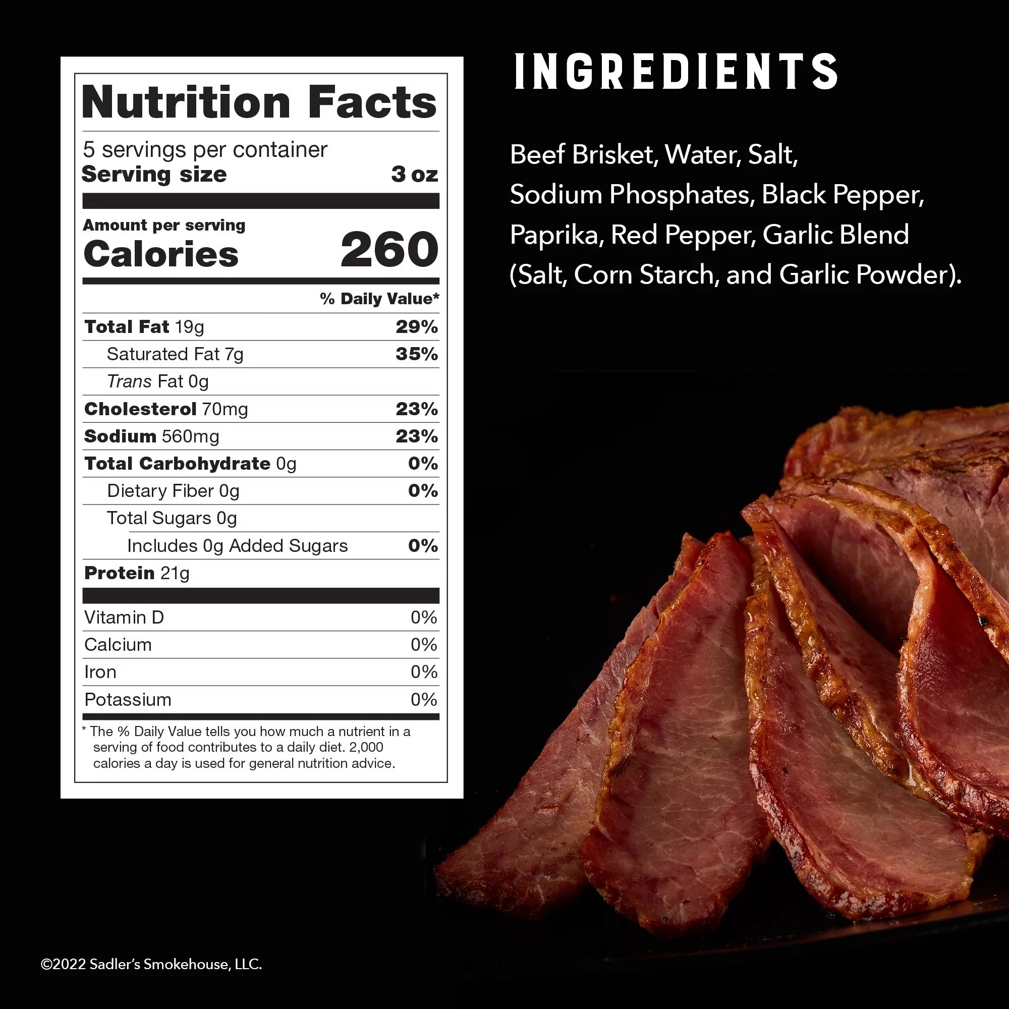 Seasoned Sliced Mesquite Smoked Beef Brisket, 1.5 - 2 lb Plastic Package A3244