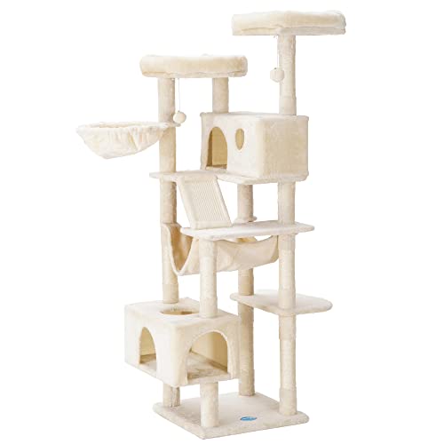 Light Gray 69 Inch Cat Tree with Scratching Posts O79980