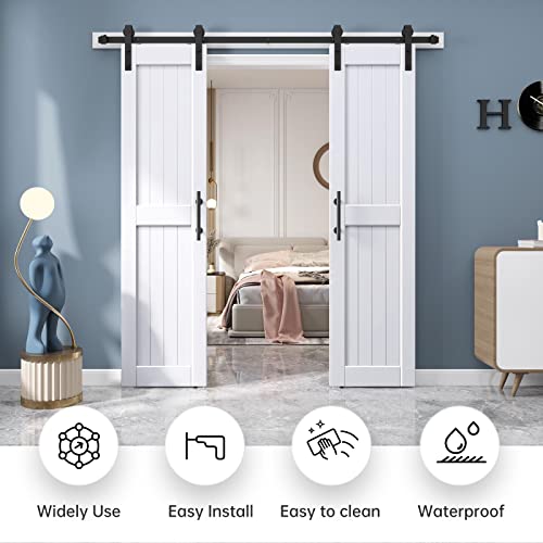White Barn Door with Sliding Door Hardware Kit I680990