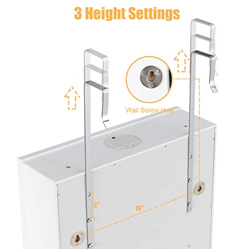 White Wall Mount Lockable Jewelry Cabinet Armoire with Full Length Mirror and 5 Lights U150870