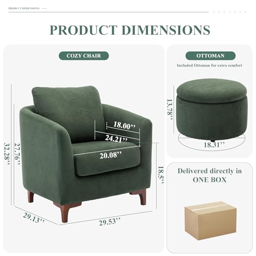 Velvet Accent Chair with Storage Ottoman Set of 2, Camel Q505167